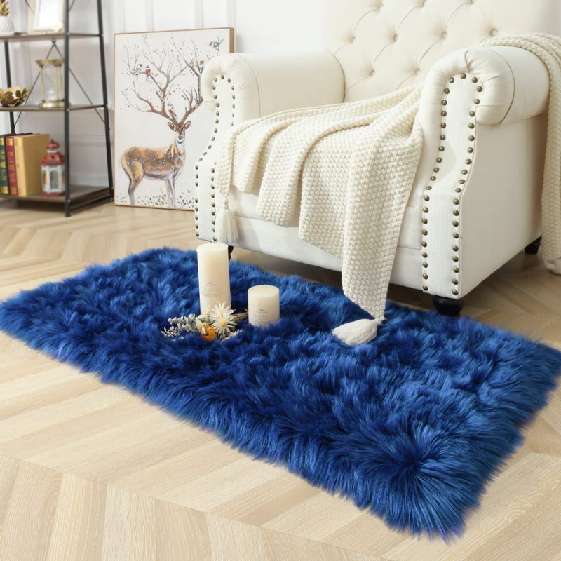 Noahas Luxury Fluffy Rugs Bedroom Furry Carpet Bedside Faux Fur Sheepskin Area Rugs Children Play Princess Room Decor Rug, 2 x 4 Feet - Image 3